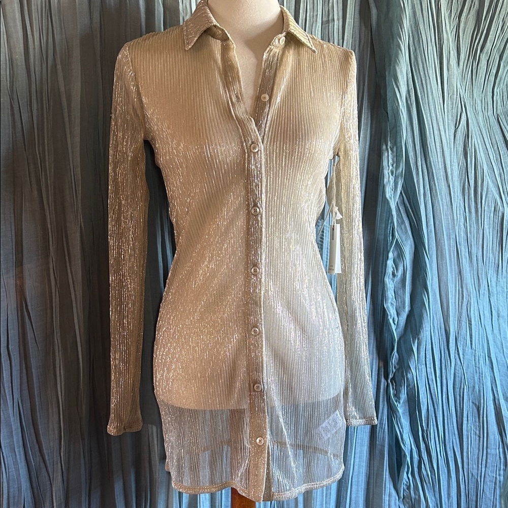 Elegant Cream Button-Up Mini Dress